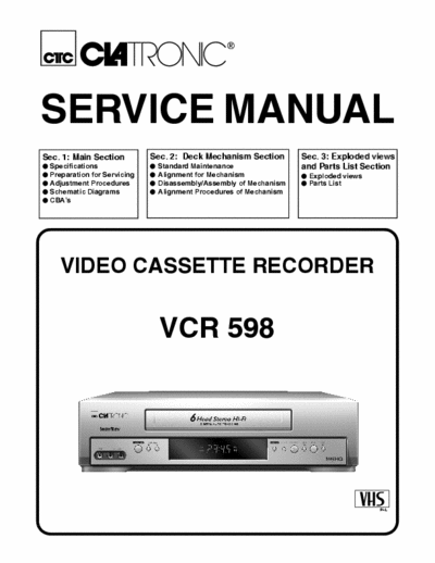 funai VCR 598 funai VCR 598 service manual